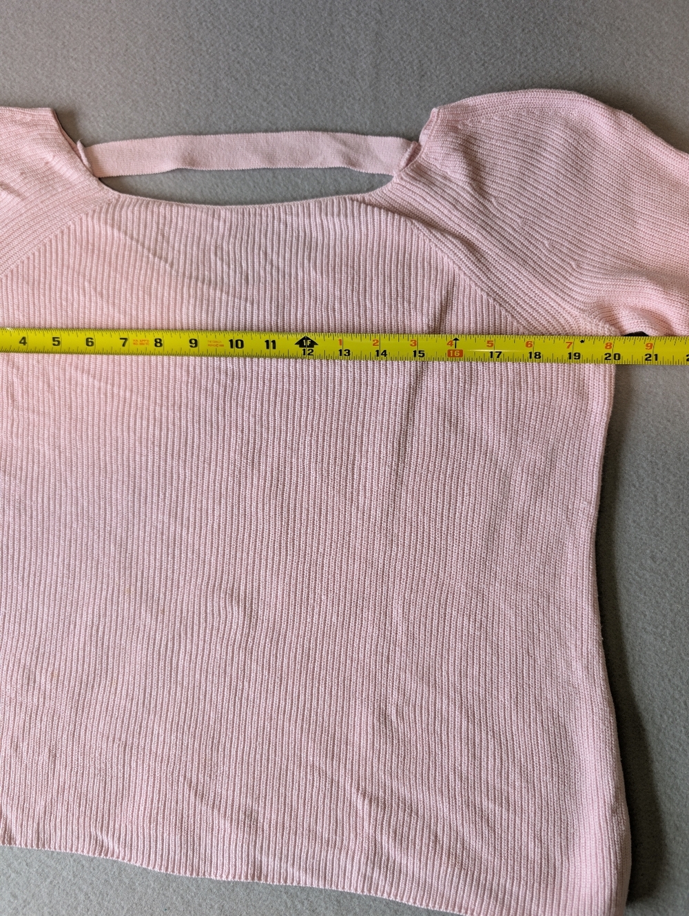LOFT Pink Strappy Back Bell Sleeve Ribbed Knit Cotton Silk Blend Sweater Size M - Picture 8 of 12